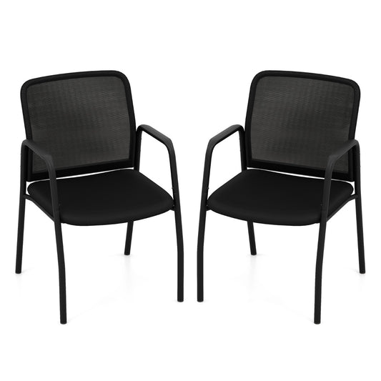 LIVSK Wachtkamerstoelen Set van 2 - Ergonomisch Design met Mesh Rugleuning - Gevoerde Zitting - Tot 150 kg - Zwart