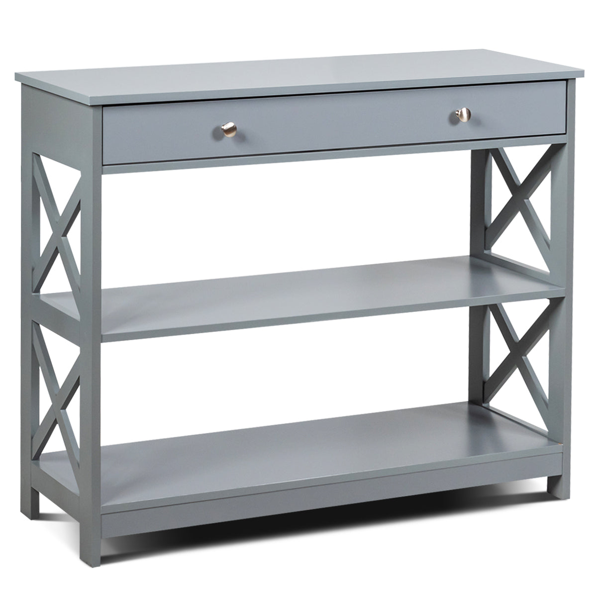 LIVSK Consoletafel met 3 Niveaus - Ruime Opbergruimte - Stevig MDF - Draagvermogen tot 95 kg - 100 x 30 x 80 cm - Grijs