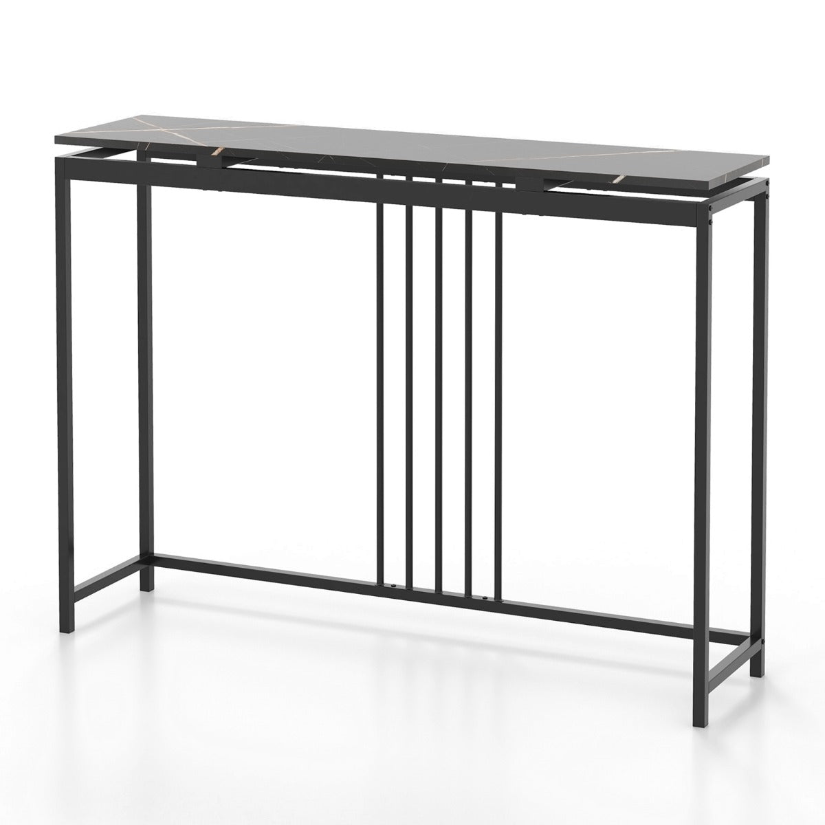 Livsk costway console tafel kunstmarmer bank tafel moderne entree tafel vrijstaande dunne entree tafel smalle bijzettafel zwart 120x30x90cm 1 1