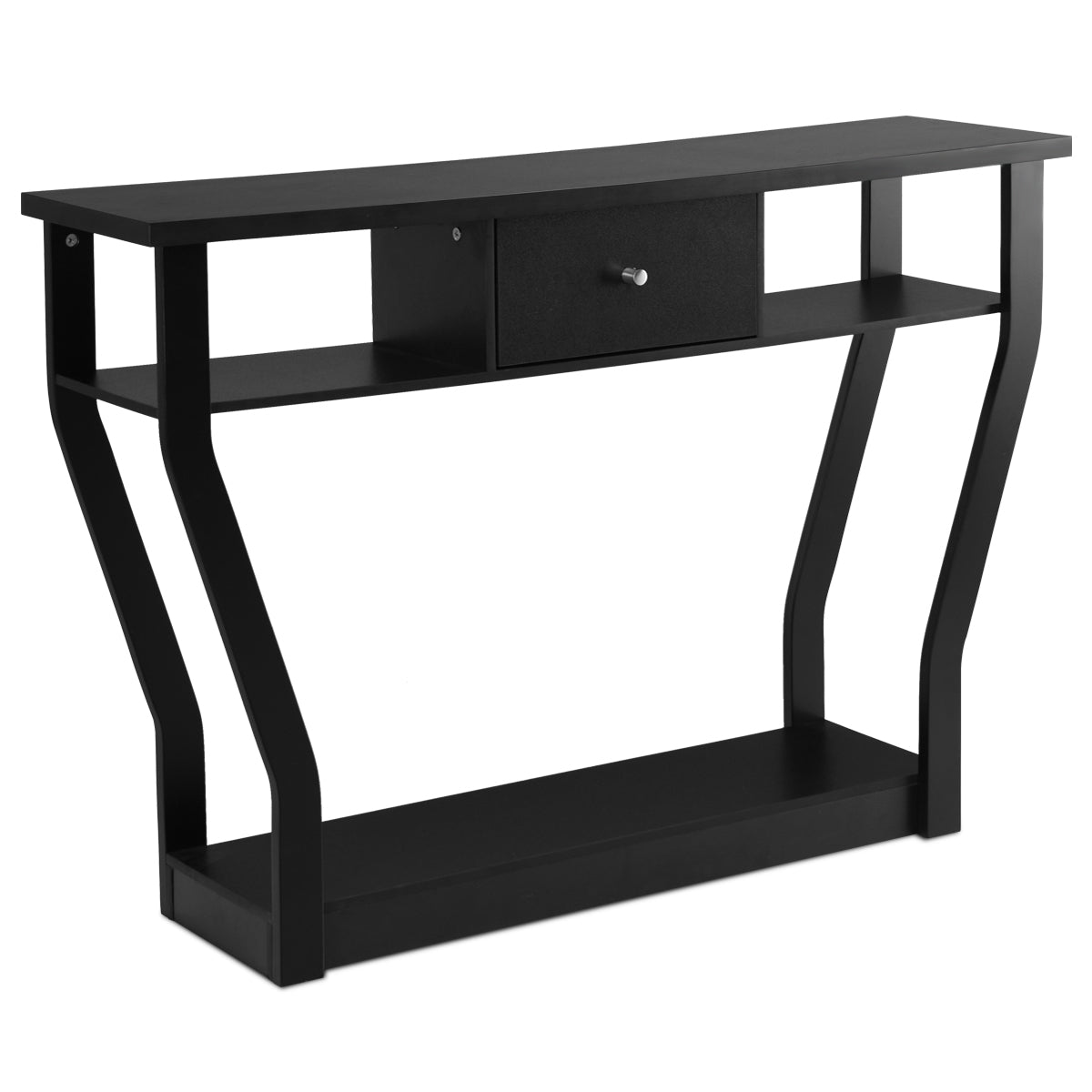 LIVSK Consoletafel - Duurzaam MDF met Veel Opbergruimte - Stabiel Onderstel - Eenvoudig te Monteren - Zwart