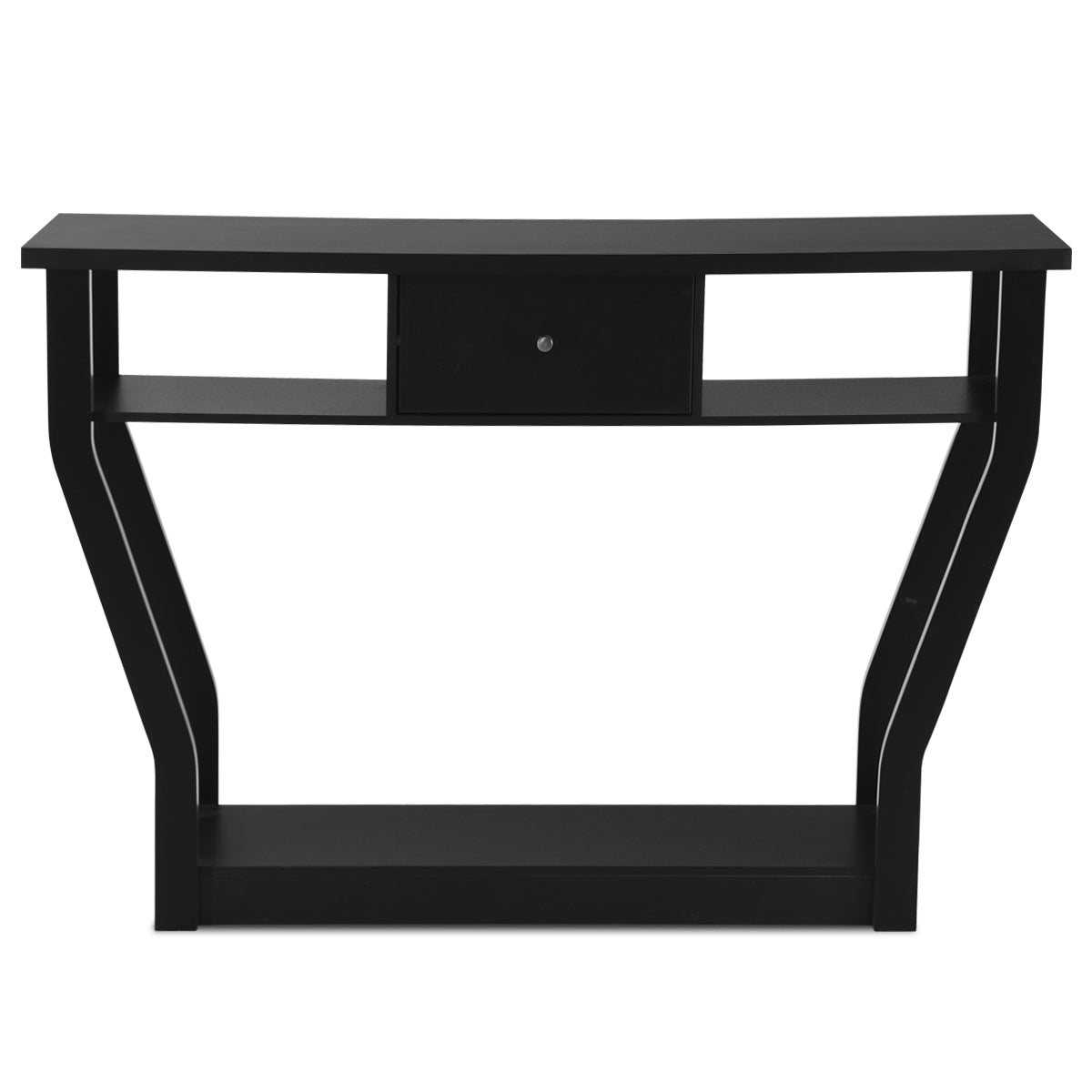 LIVSK Consoletafel - Duurzaam MDF met Veel Opbergruimte - Stabiel Onderstel - Eenvoudig te Monteren - Zwart