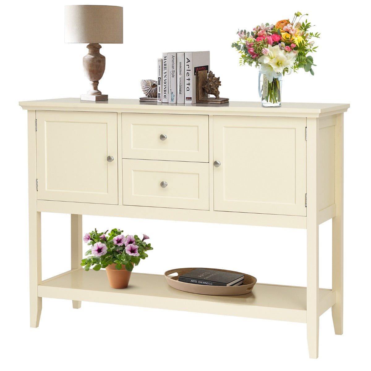 LIVSK Houten Commode met 2 Laden - Stevig MDF en Grenenhout - Ruime Opbergruimte - Eenvoudige Montage - 117 x 38 x 86,5 cm -