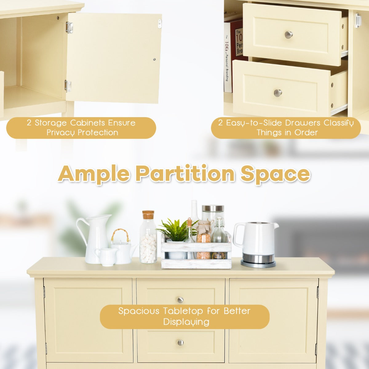 LIVSK Houten Commode met 2 Laden - Stevig MDF en Grenenhout - Ruime Opbergruimte - Eenvoudige Montage - 117 x 38 x 86,5 cm -