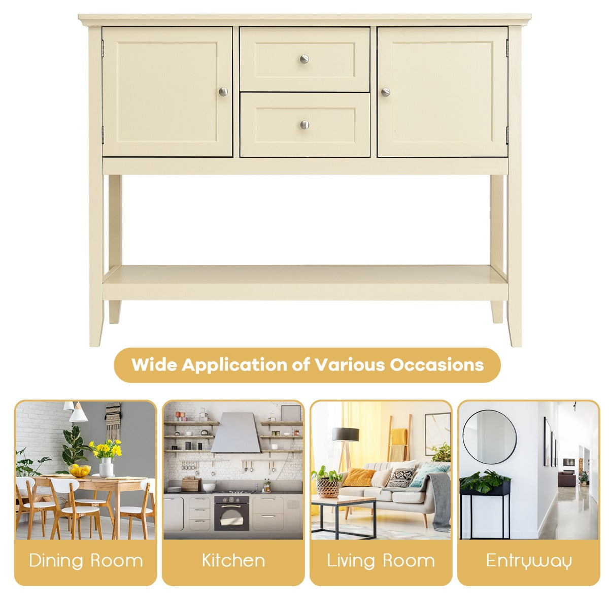 LIVSK Houten Commode met 2 Laden - Stevig MDF en Grenenhout - Ruime Opbergruimte - Eenvoudige Montage - 117 x 38 x 86,5 cm -