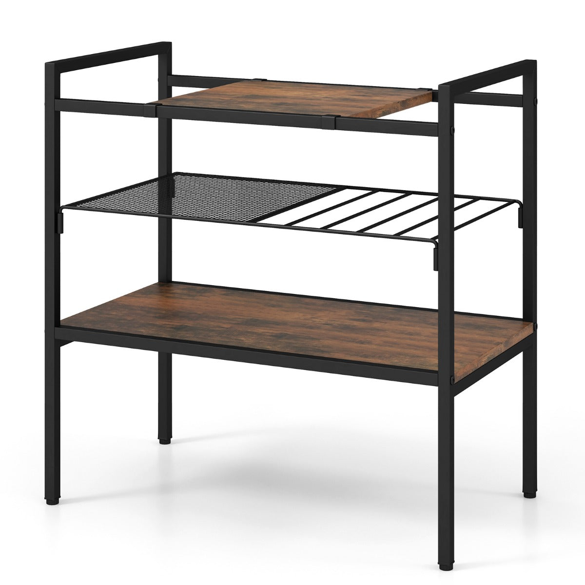 LIVSK Bijzettafel - Afneembaar Bovenblad - 2-in-1 Mesh-Plank - Brede Onderste Plank - Stabiel Metaal - 60 x 33,5 x 61 cm -
