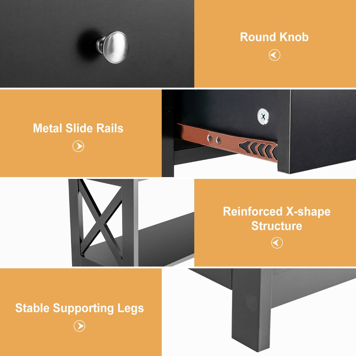 Livsk costway consoletafel met 3 niveaus lade en 2 planken van hout bijzettafel met x vormige poten voor entree 100 x 30 x 80 cm zwart 6