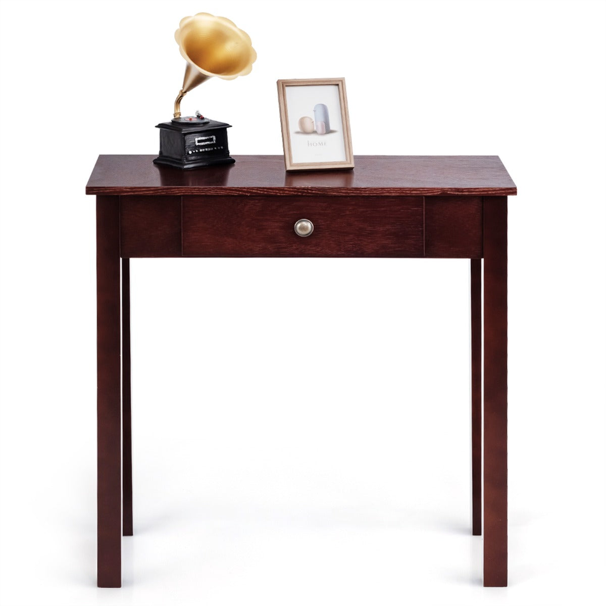 LIVSK Multifunctionele Consoletafel - Stevig Hout en MDF - Ruime Lade - Compact en Waterbestendig - 71 x 30 x 71 cm - Zwart/Bruin