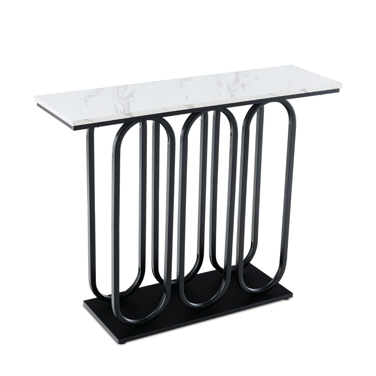 LIVSK Consoletafel - Verstelbare Poten - Stevig MDF en Metaal - Anti-Tipkits - 100 x 30 x 80 cm - Wit/Zwart