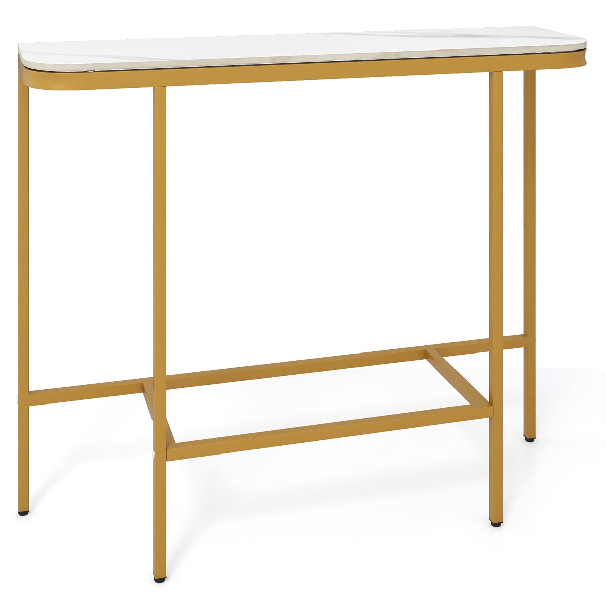 Livsk costway consoletafel voor in de hal moderne bijzettafel voor naast de bank met een blad van kunstmarmer en een metalen frame wit 1 1