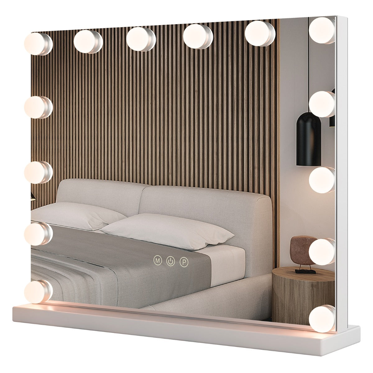 LIVSK Verlichte Make-Upspiegel - 14 LED-Lampen - 5x Vergroting - 3 Kleurmodi - Aanraakbediening - 50 x 12 x 43 cm - Wit