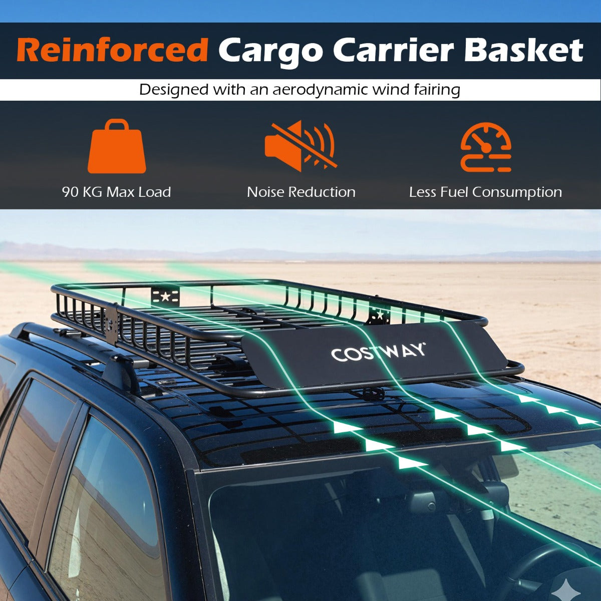 Livsk costway dakdrager zwaar transport 130 x 91 x 17 cm bagagekorf met 425 l waterdichte tas 3