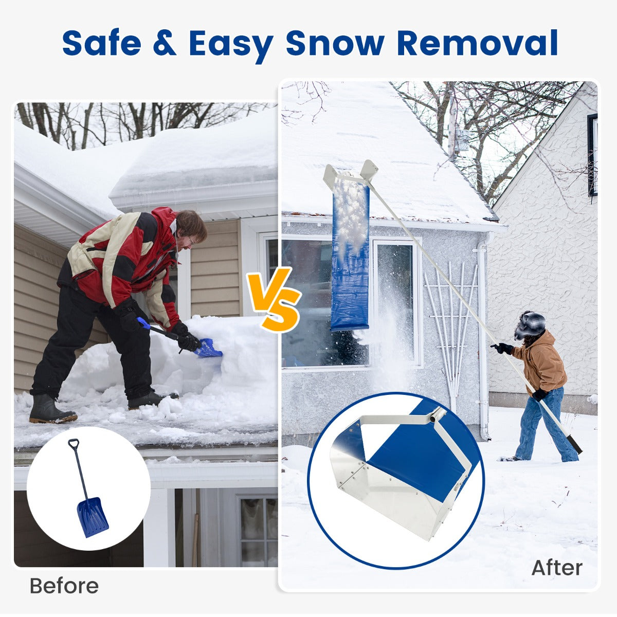 LIVSK Sneeuwhark - Maximaal 624 cm - Aluminium Frame - Antislip Handvat - Brede Snijkop - Veilig en Efficiënt - Zilver