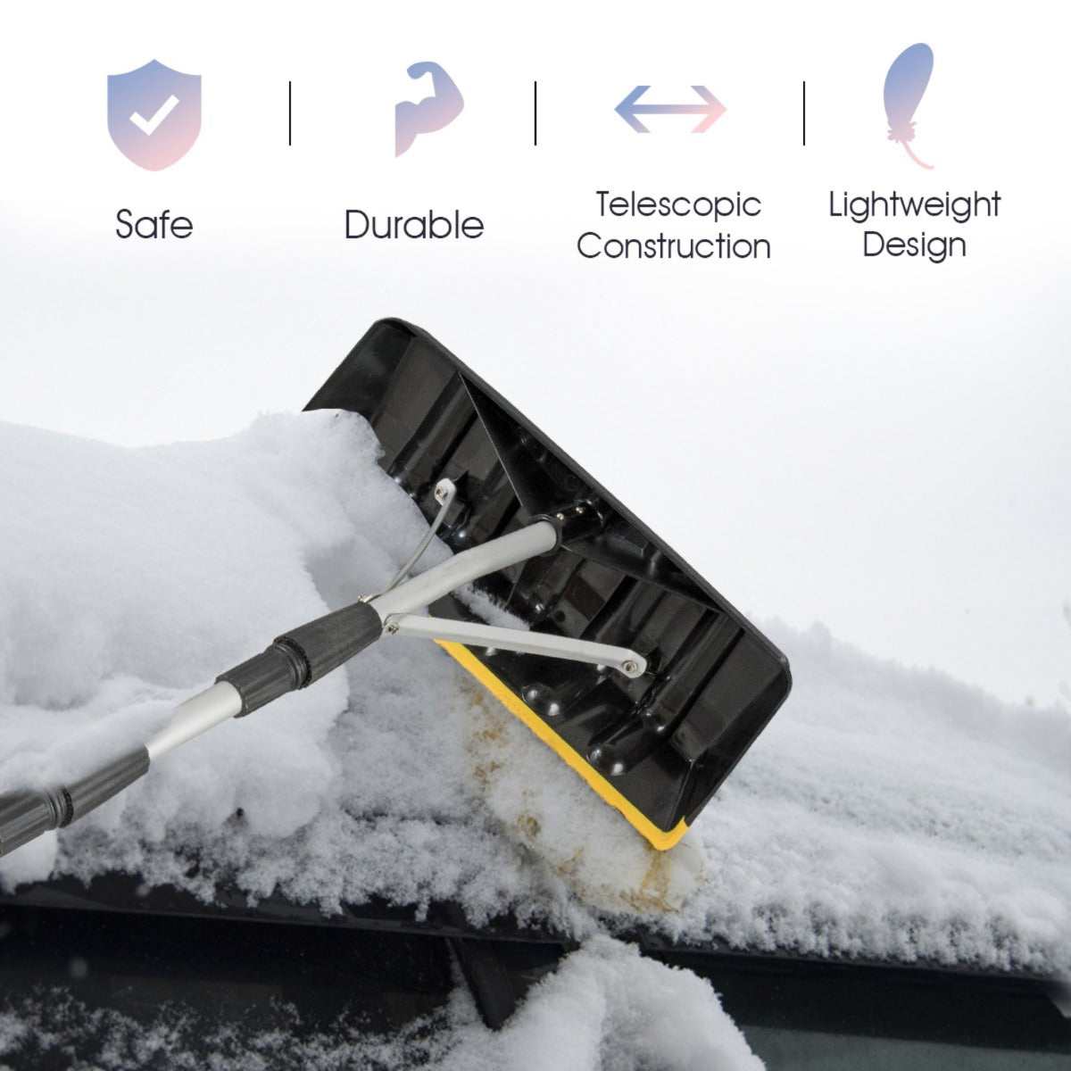 LIVSK Telescopische Sneeuwhark - Extra Breed Blad 39 x 15 cm - Verstelbaar van 2,01 m tot 6,31 m - Lichtgewicht en Antislip -