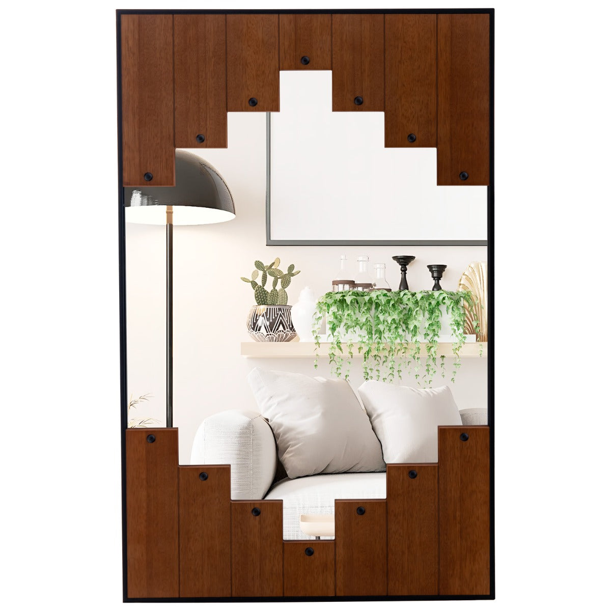 LIVSK Grote Wandspiegel met Pianotoetsenlijst - 95 x 60 cm - Kristalheldere Reflectie - Duurzaam - Verticaal en Horizontaal -