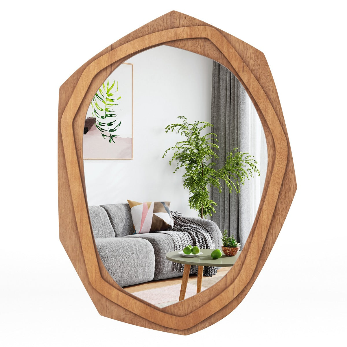 LIVSK Decoratieve Wandspiegel - Onregelmatig Frame - HD-Reflectie - Duurzaam Materiaal - Eenvoudige Installatie - Hout