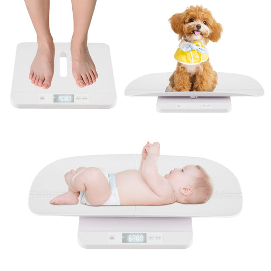 LIVSK Digitale Babyweegschaal - Afneembaar Plateau - LED-display - 50 g tot 150 kg - Groeitracking - Wit