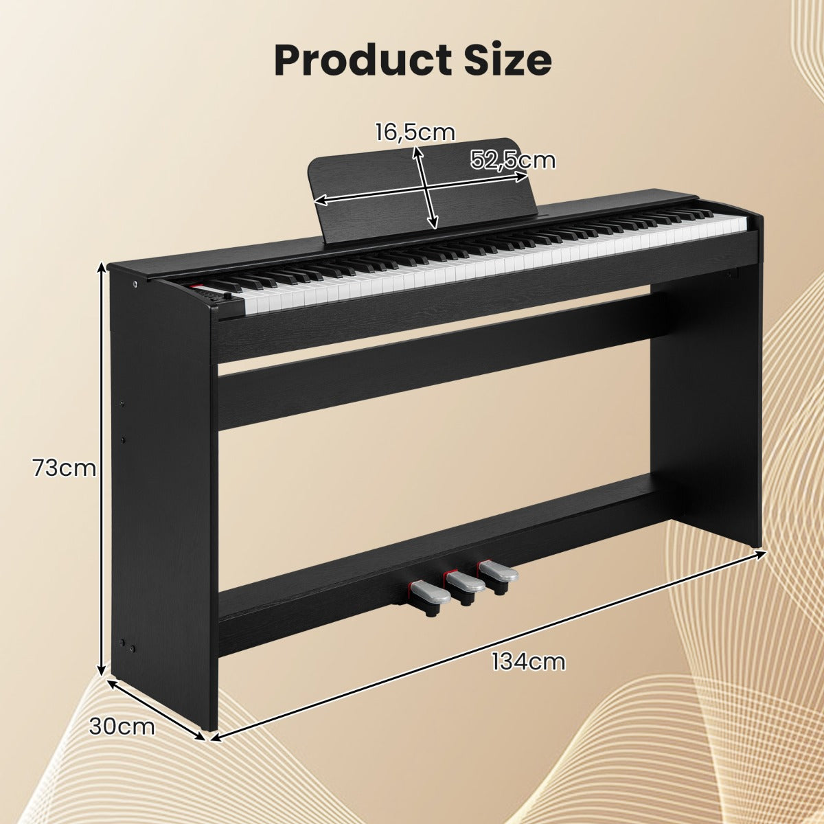 LIVSK Digitale Piano - 88 Gewogen Toetsen - 128 Ritmes en Tonen - Duetfunctie - USB-MIDI - Zwart
