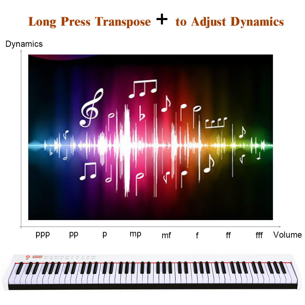 LIVSK Digitale Piano - 88 Toetsen met Gewicht - 128 Ritmes en 128 Tonen - Draagbaar - Inclusief Tas en Pedaal - Wit