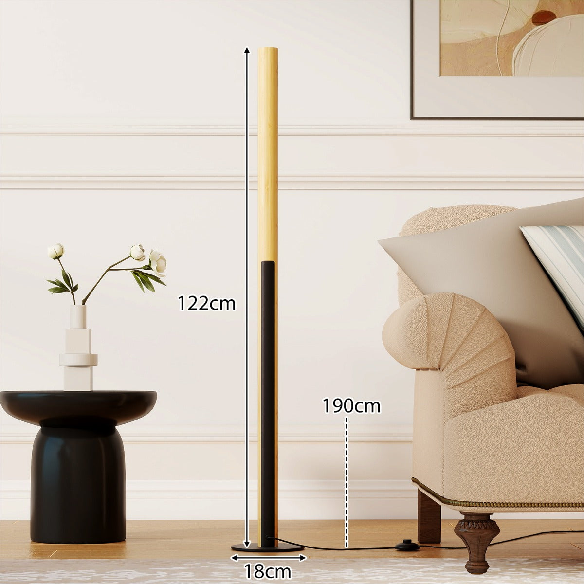 Livsk costway dimbare staande lamp met drie kleurtemperaturen 3000 6500k met een retro design en voetschakelaar 1 1