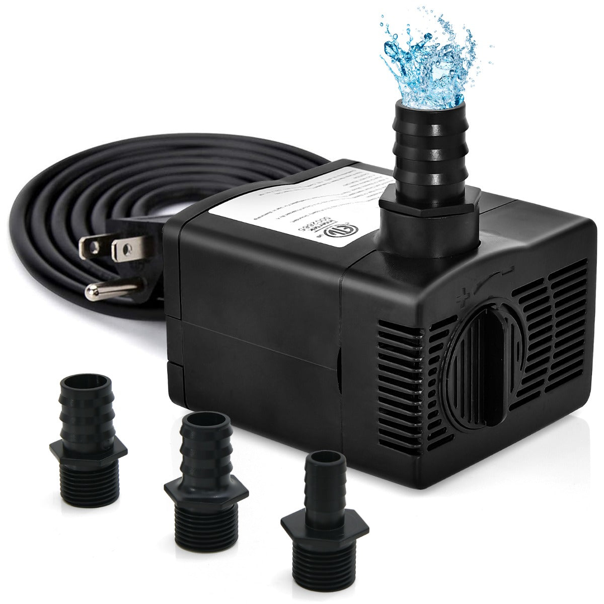LIVSK Dompelpomp 1450 L/u - Max Hefhoogte 2,50 m - 3 Sproeikoppen - 1,83 m Netsnoer - Stil en Veilig - Zwart