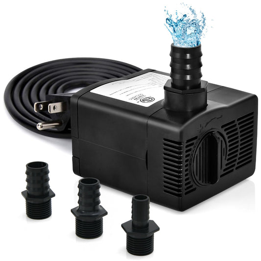 LIVSK Dompelpomp 1450 L/u - Max Hefhoogte 2,50 m - 3 Sproeikoppen - 1,83 m Netsnoer - Stil en Veilig - Zwart
