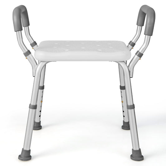 LIVSK Douchestoel Verstelbaar - Lichtgewicht Aluminium - Antislip met Armleuningen - Draagvermogen 100 kg - 59 x 43 x 54-67 cm -