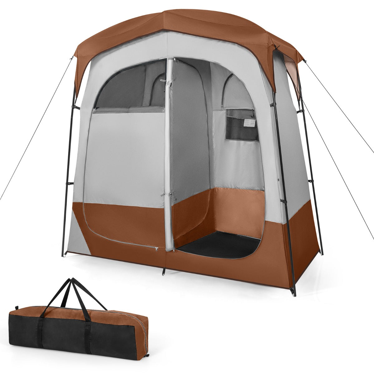 LIVSK Douchetent met Afneembare Regenkap - 2 Kamers - Binnendeur - Handige Opbergruimte - Weerbestendig - 210 x 107 x 210 cm -