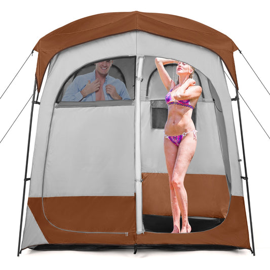 LIVSK Douchetent met Afneembare Regenkap - 2 Kamers - Binnendeur - Handige Opbergruimte - Weerbestendig - 210 x 107 x 210 cm -