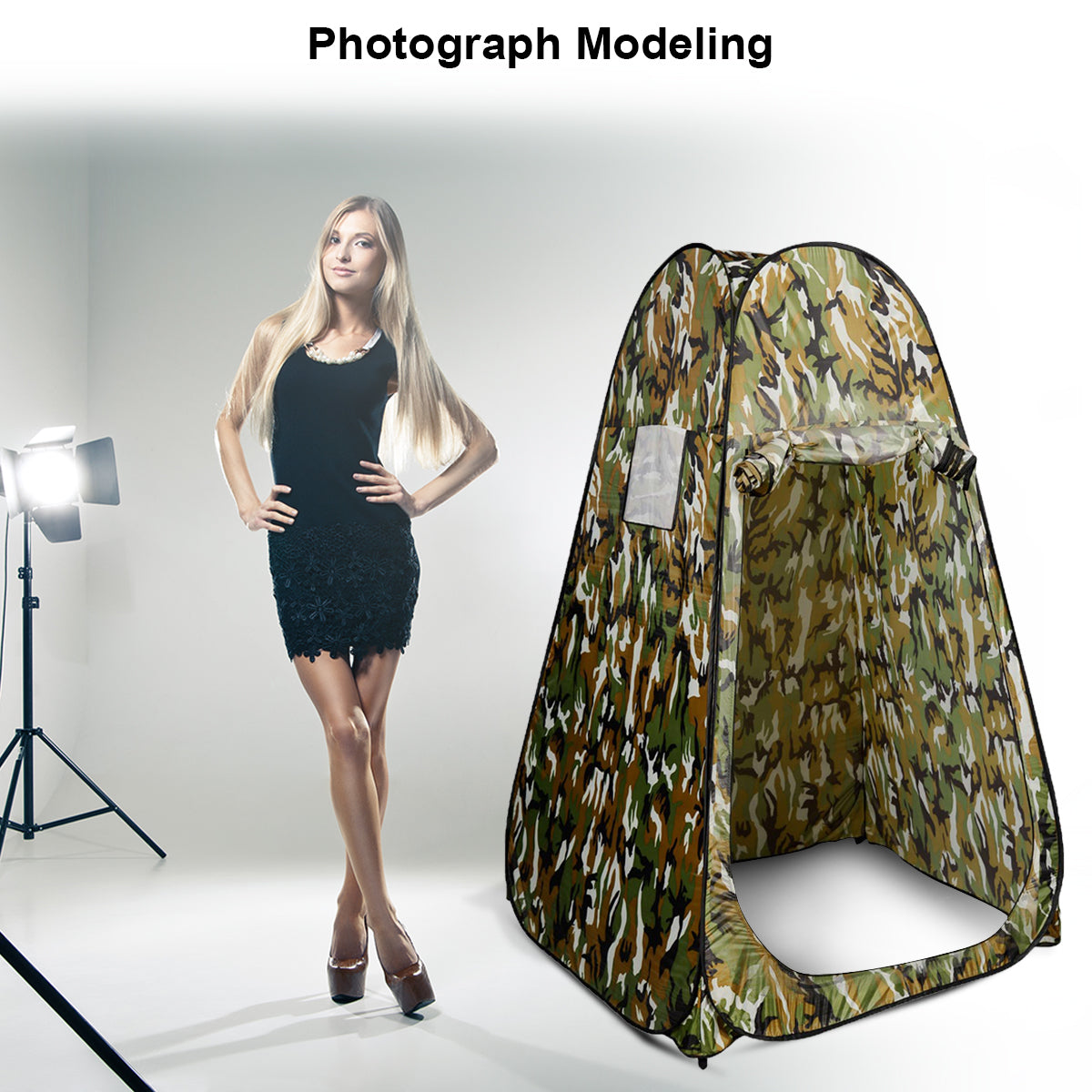 LIVSK Pop-up Douchetent - Waterdicht 190T Polyester - Inclusief Haringen en Draagtas - Ruimte voor 1 Persoon - Fleck-Camouflage