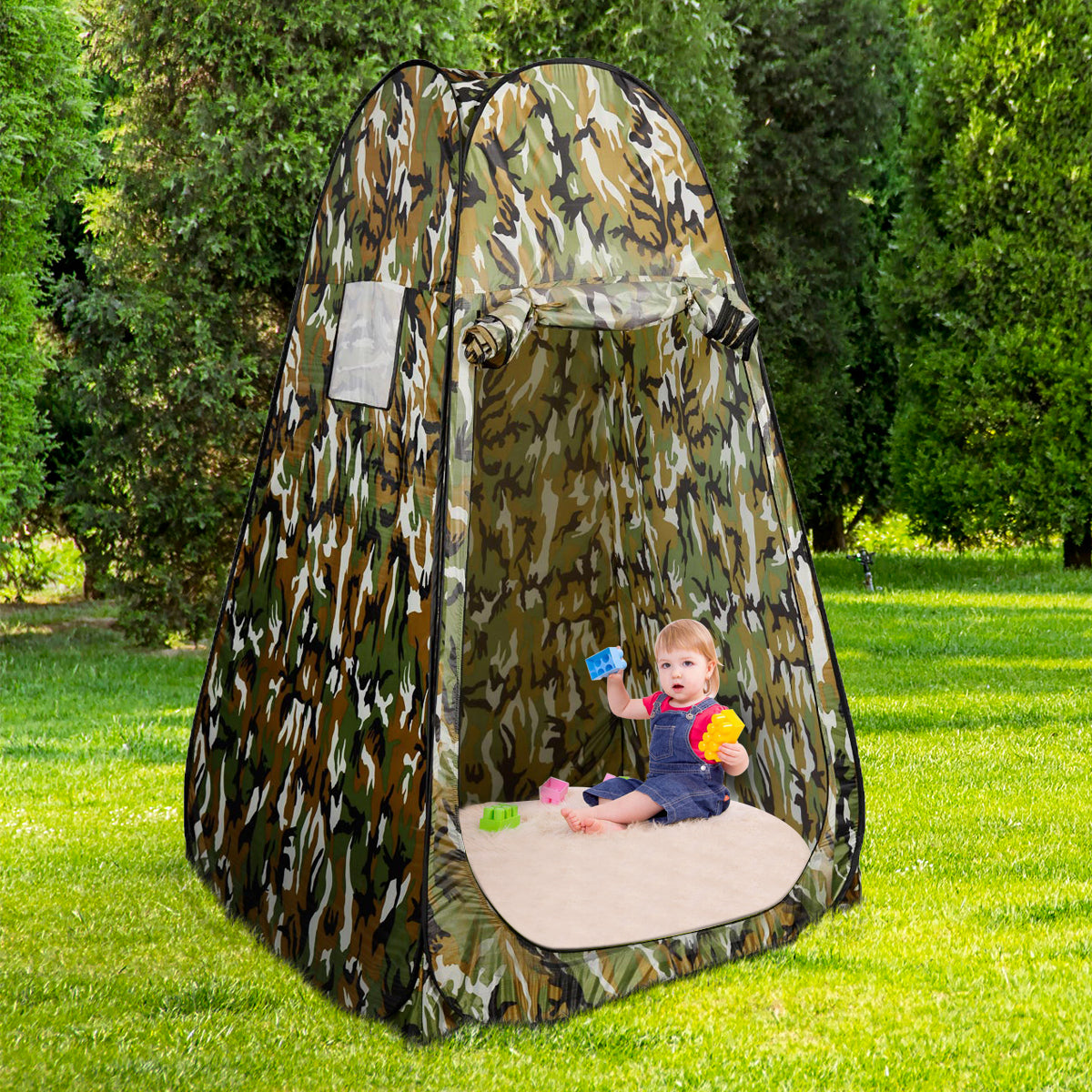 LIVSK Pop-up Douchetent - Waterdicht 190T Polyester - Inclusief Haringen en Draagtas - Ruimte voor 1 Persoon - Fleck-Camouflage