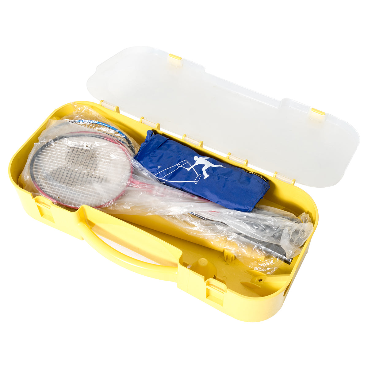 LIVSK Draagbare Badmintonset - Snelle Opstelling - Duurzaam Net en Rackets - Voor Binnen en Buiten - 3m x 1,5m - Geel en Blauw