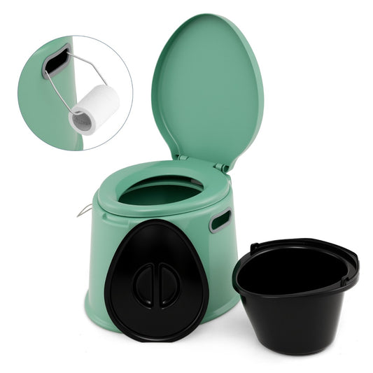 LIVSK Draagbaar Campingtoilet - Compact en Lichtgewicht - Uitneembare Emmer - Afneembare Papierhouder - Tot 200 kg - Groen