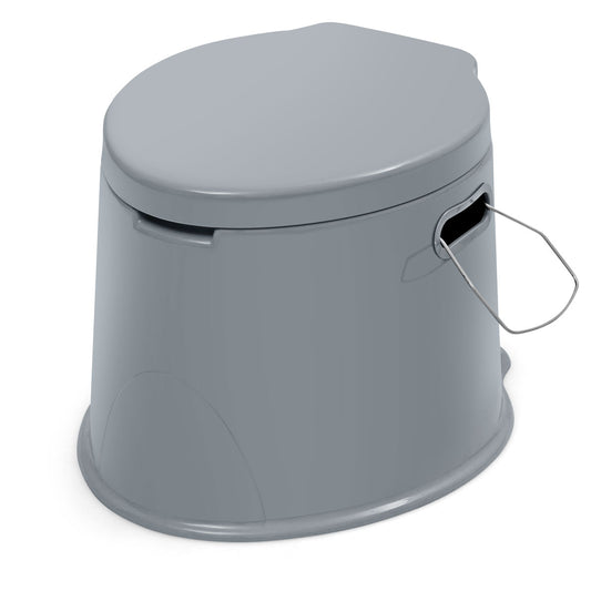 LIVSK Draagbaar Toilet - Lichtgewicht en Compact - Verwijderbare Binnenemmer - Afneembare Toiletpapierhouder - Grijs