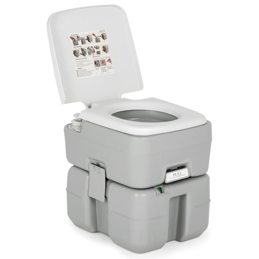 LIVSK Draagbaar Camping Toilet - Uniek Afvoersysteem - 10 L Schoonwatertank - 20 L Afvaltank - Tot 200 kg - Grijs
