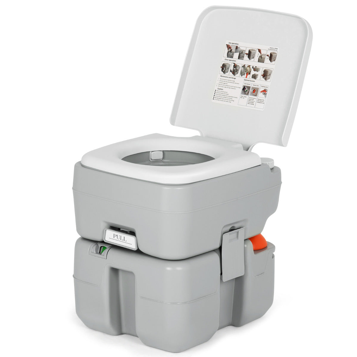 LIVSK Draagbaar Camping Toilet - Uniek Afvoersysteem - 10 L Schoonwatertank - 20 L Afvaltank - Tot 200 kg - Grijs