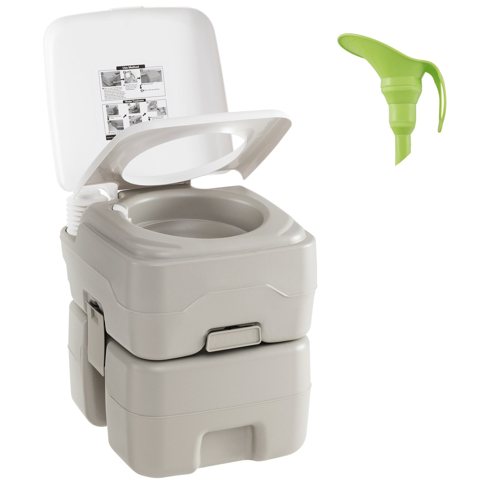 LIVSK Draagbaar Toilet - 20 L Afvaltank - Drukspoelsysteem - Lichtgewicht en Duurzaam - Voor Kamperen en Feesten - Grijs