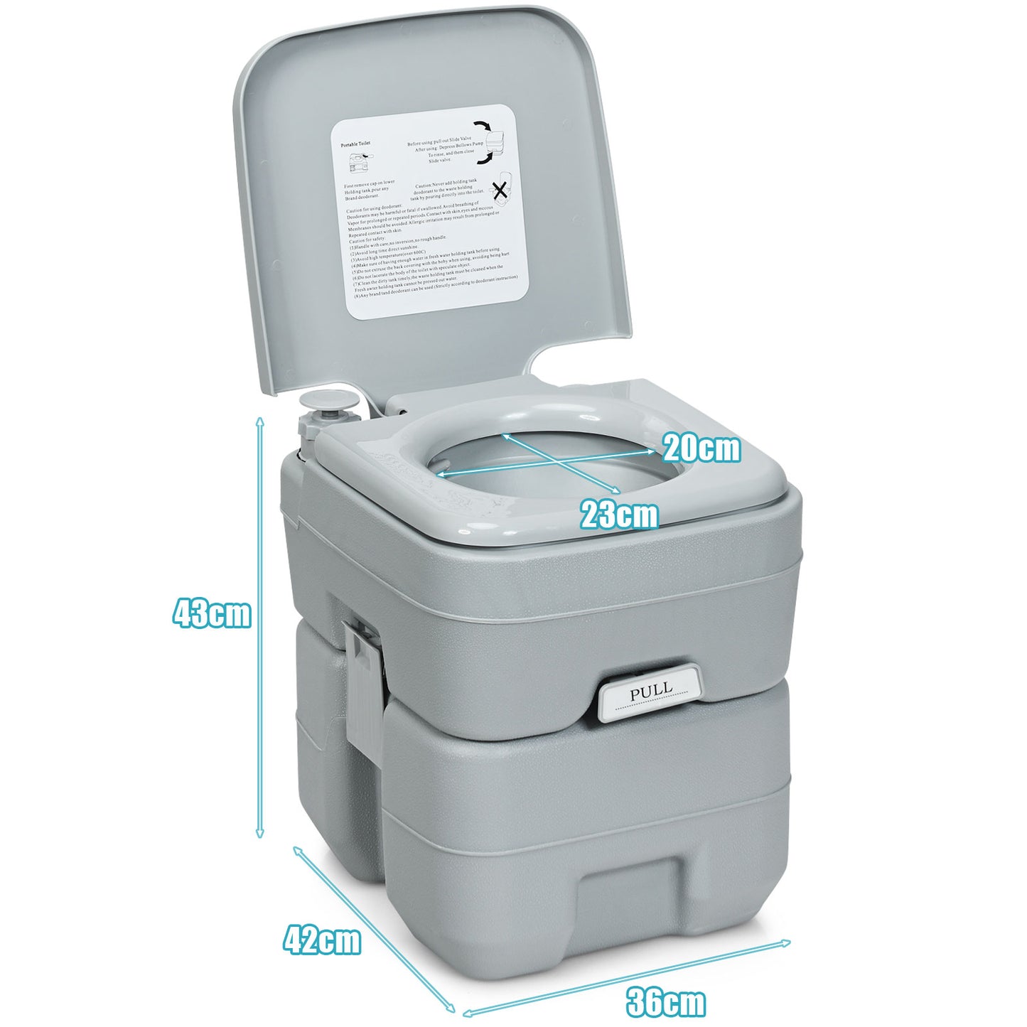 LIVSK Draagbaar Toilet - Lekvrij en Ergonomisch - 20L Afvaltank - Lichtgewicht en Duurzaam - Voor Kamperen en Outdoor - Grijs