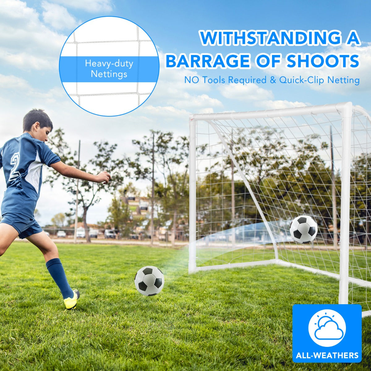 LIVSK Draagbaar Voetbaldoel voor Kinderen - Snel Opzetbaar - Duurzaam UPVC - Voor Actief Spelen - 183 x 80 x 118,5 cm - Zoals