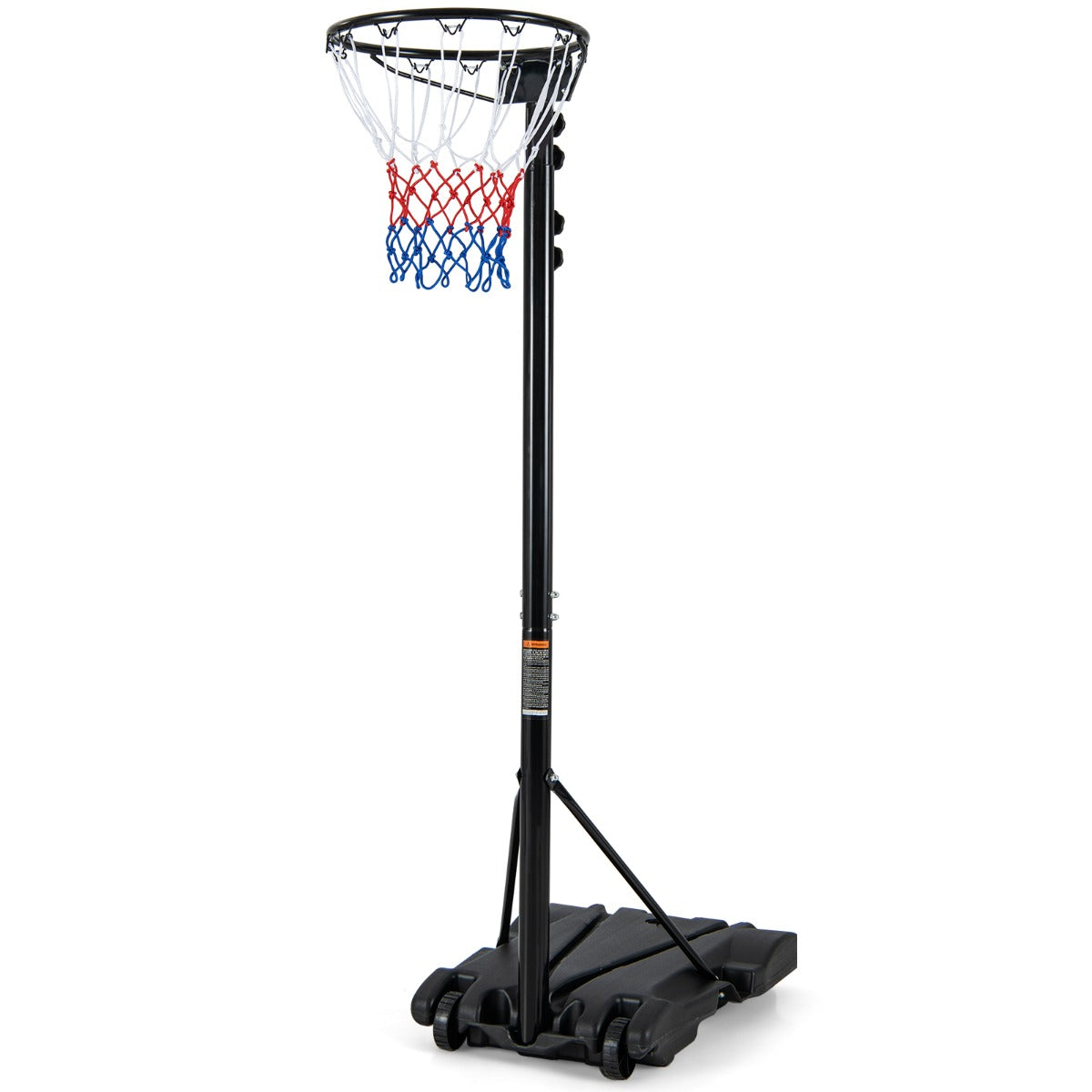 LIVSK Verstelbare Basketbalstandaard - Hoogte 260-305 cm - Robuuste Metalen Rand - Mobiel met 2 Wielen - Zwart