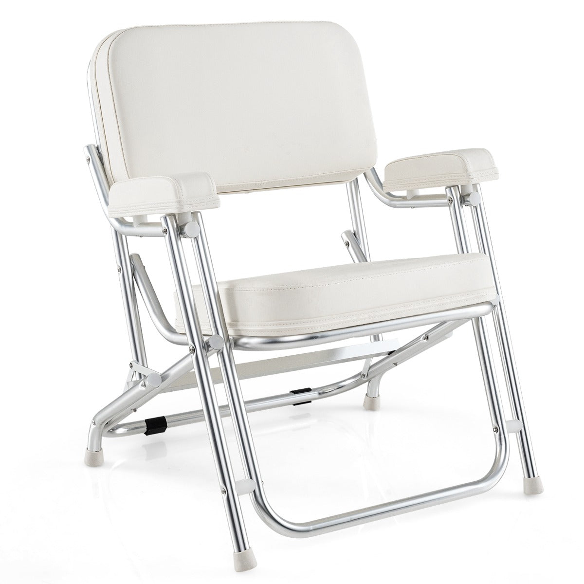 LIVSK Draagbare Aluminium Ligstoel - Verstelbare Rugleuning - Opvouwbaar - Antislip Voetkussens - Tot 150 kg - Wit