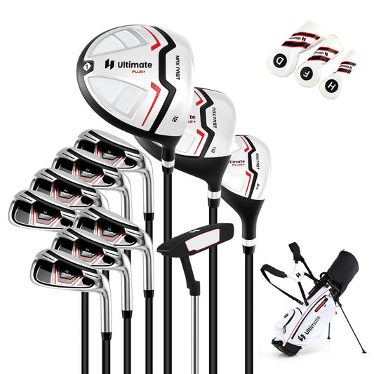 LIVSK Draagbare Golfset voor Dames - 15-delig met Driver, Woods, IJzers en Putter - Inclusief Golftas met Regenhoes - Wit