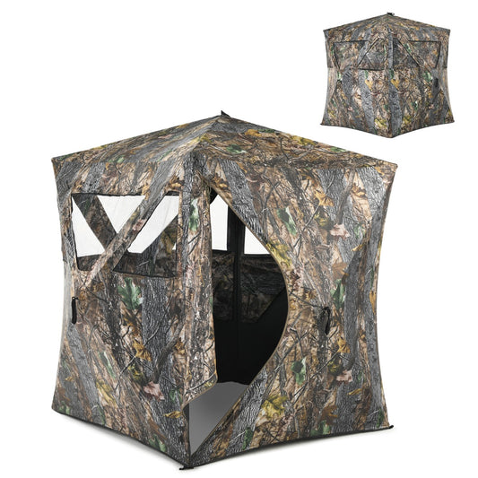 LIVSK Professionele Jachthut voor 3 Personen - Pop-up Ontwerp met Schietpoorten - Duurzaam en Stevig - Camouflage