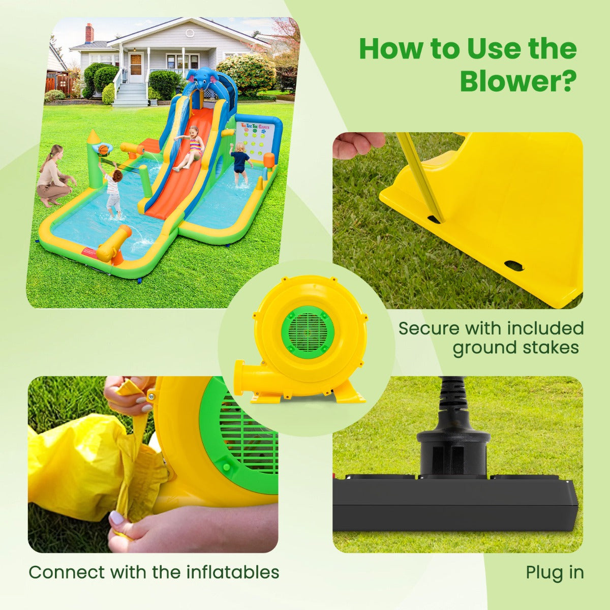 LIVSK Elektrische Luchtblazer 850W - Krachtige Luchtstroom - Slagvaste Behuizing - Waterdichte Schakelaar - 43 x 26 x 40 cm - Geel