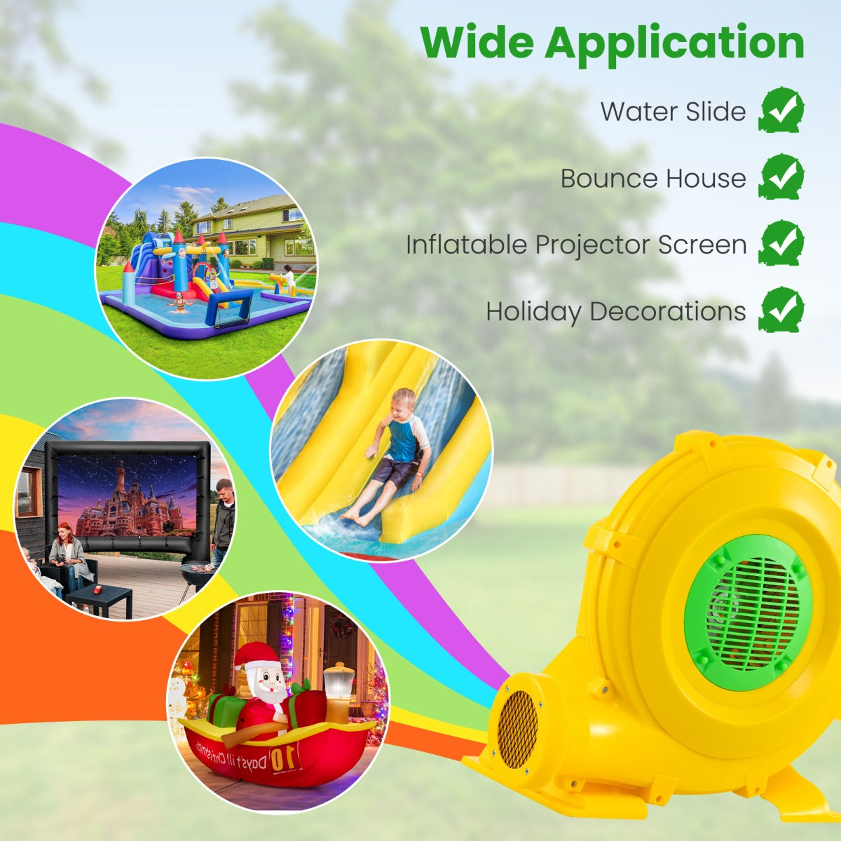 LIVSK Elektrische Luchtblazer 850W - Krachtige Luchtstroom - Slagvaste Behuizing - Waterdichte Schakelaar - 43 x 26 x 40 cm - Geel