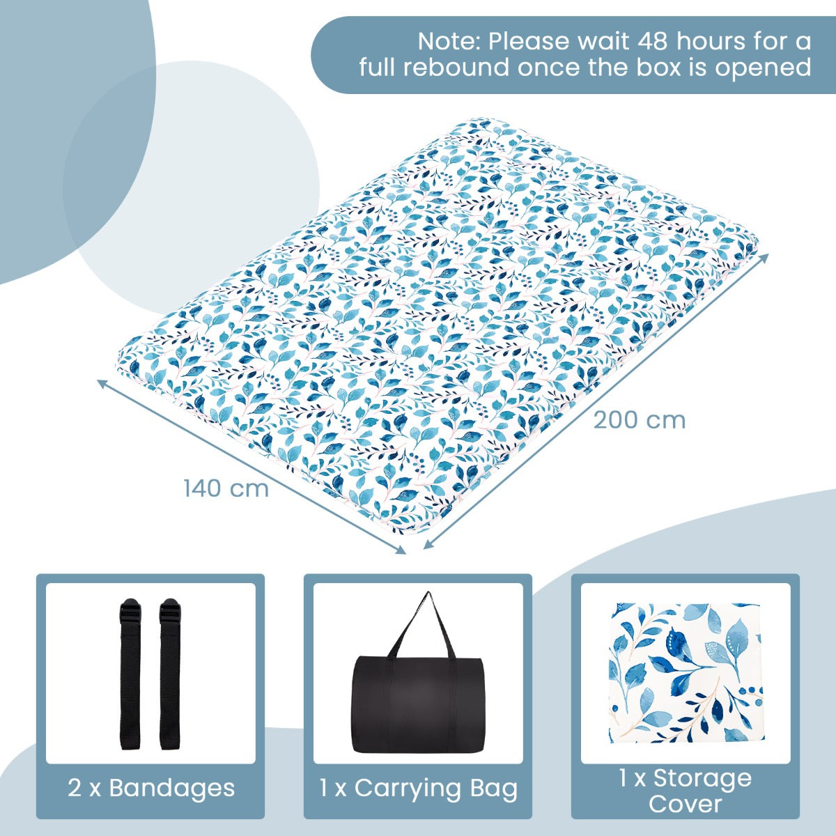 LIVSK Multifunctionele Matras - Hoogdicht Polyester Vulling - Afneembare Hoes - Draagtas - Voor Vloer, Camping of Kinderen -