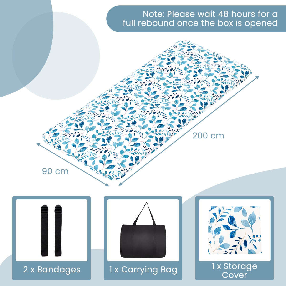 LIVSK Multifunctionele Matras - Draagbaar en Machinewasbaar - Hoge Dichtheid Vulling - Ideaal voor Slapen en Kamperen - Blauw 200