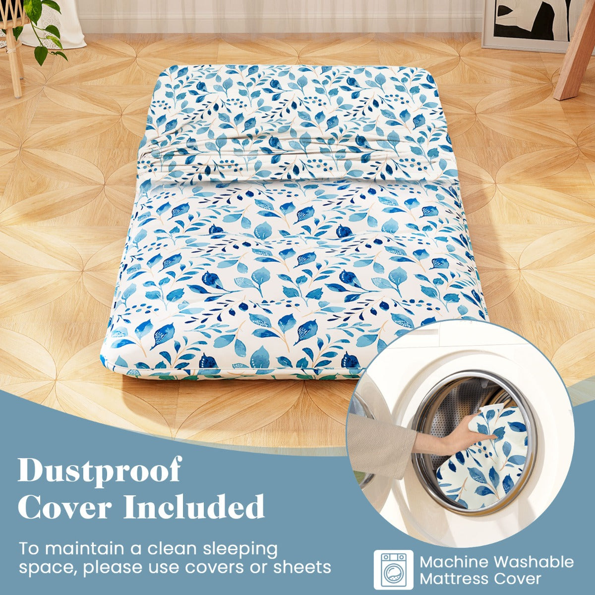 LIVSK Multifunctionele Matras - Draagbaar en Machinewasbaar - Hoge Dichtheid Vulling - Ideaal voor Slapen en Kamperen - Blauw 200