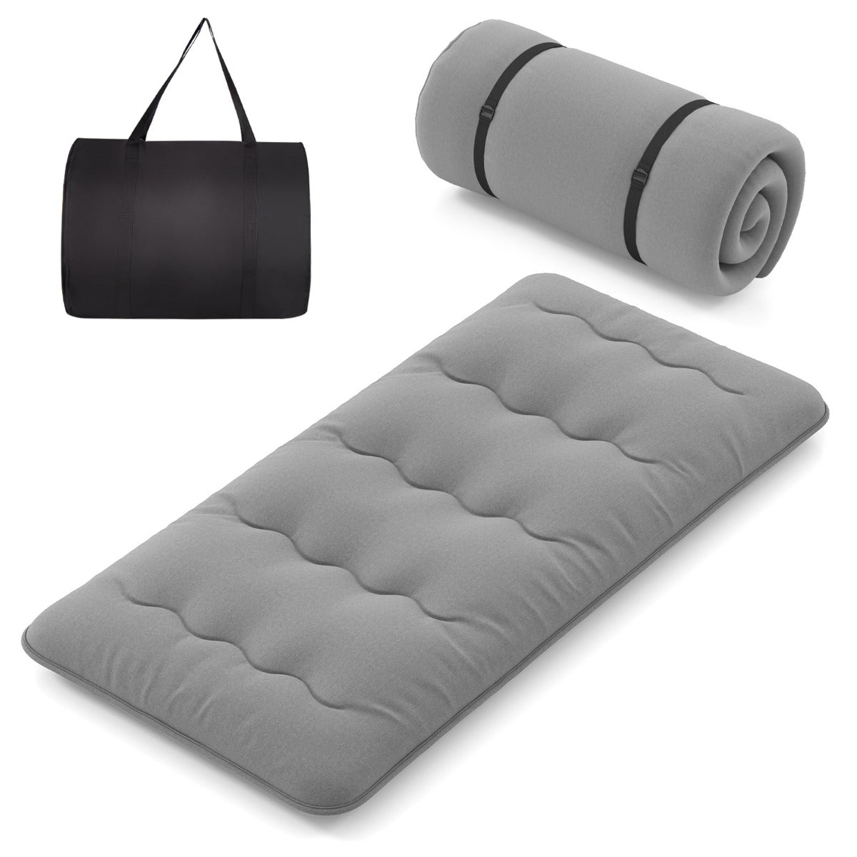 LIVSK Multifunctionele Matras - Draagbaar als Futon, Slaap- of Speelmat - Afneembare Wasbare Hoes - 200 x 90 x 10 cm - Grijs