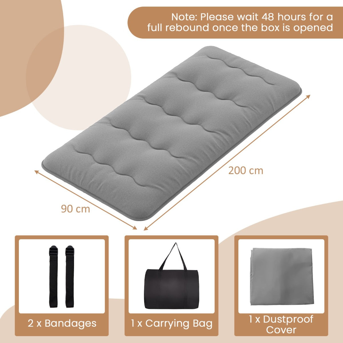 LIVSK Multifunctionele Matras - Draagbaar als Futon, Slaap- of Speelmat - Afneembare Wasbare Hoes - 200 x 90 x 10 cm - Grijs