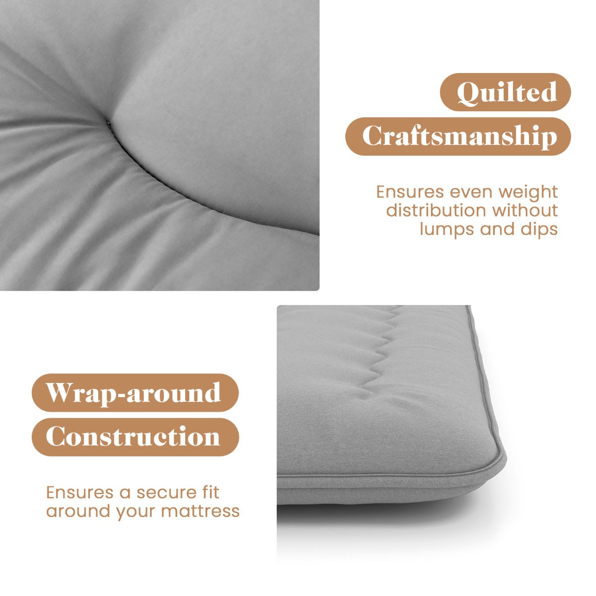 LIVSK Multifunctionele Matras - Draagbaar als Futon, Slaap- of Speelmat - Afneembare Wasbare Hoes - 200 x 90 x 10 cm - Grijs